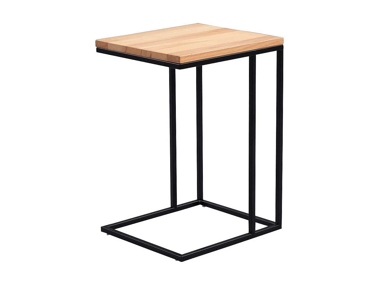 Sofa Beistelltisch aus Kernbuche Massivholz Metall Schwarz