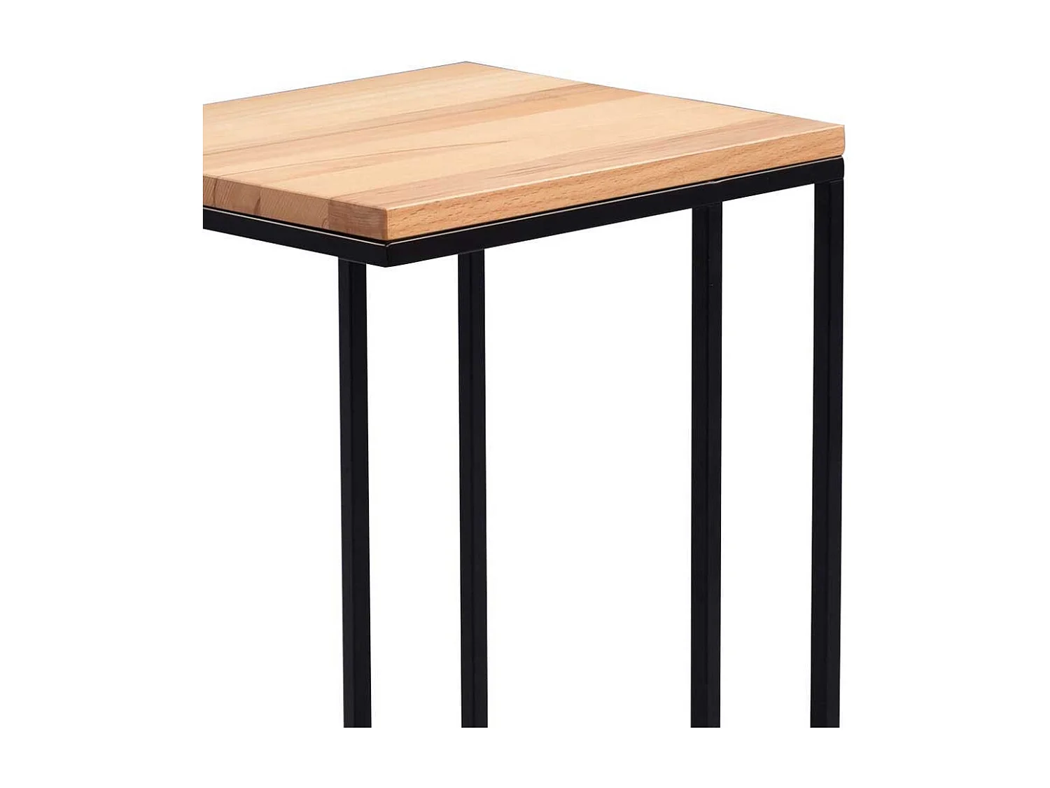 Sofa Beistelltisch aus Kernbuche Massivholz Metall Schwarz