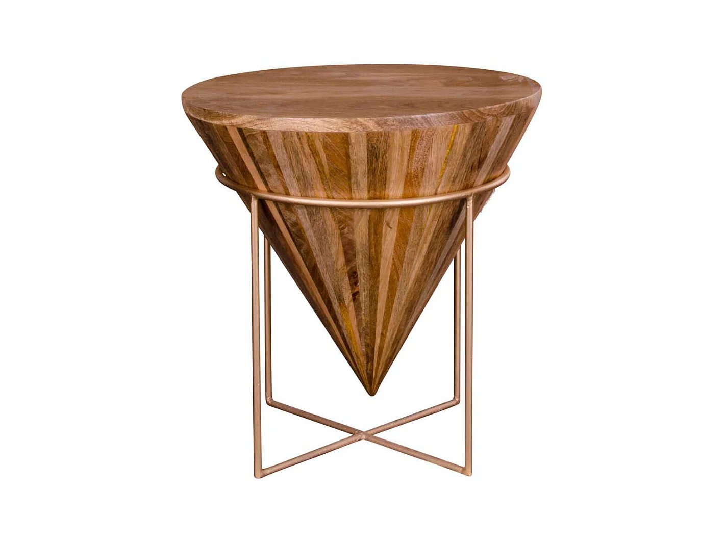 Design Beistelltisch aus Mangobaum Massivholz Stahl