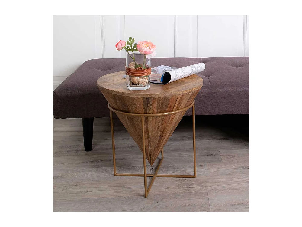 Design Beistelltisch aus Mangobaum Massivholz Stahl