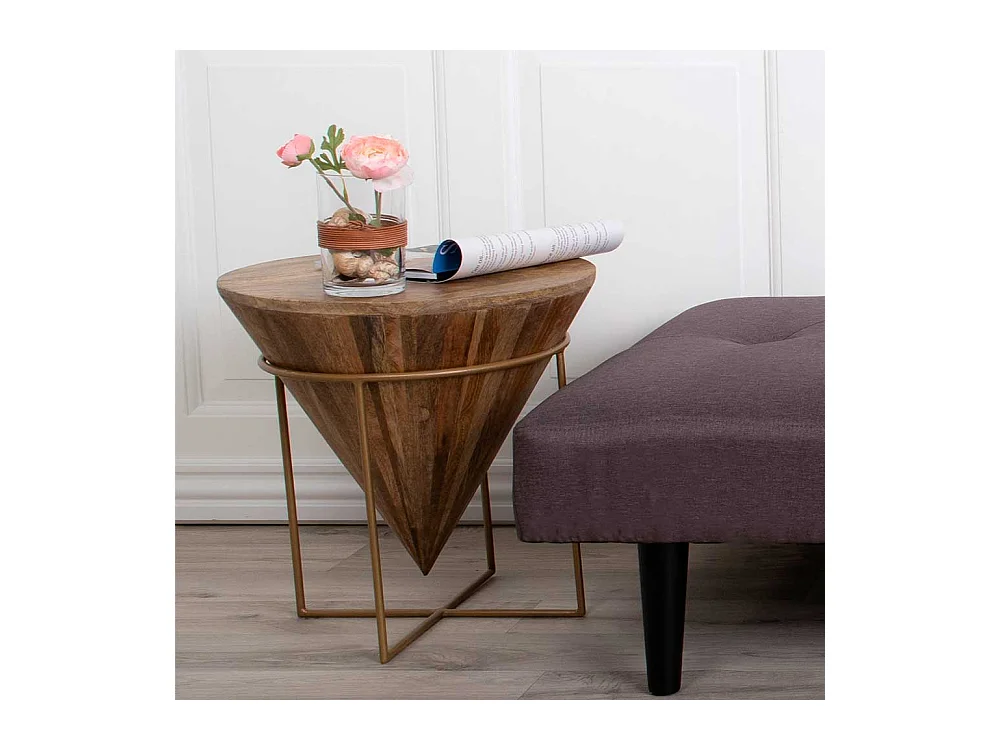 Design Beistelltisch aus Mangobaum Massivholz Stahl