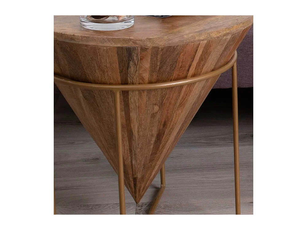 Design Beistelltisch aus Mangobaum Massivholz Stahl