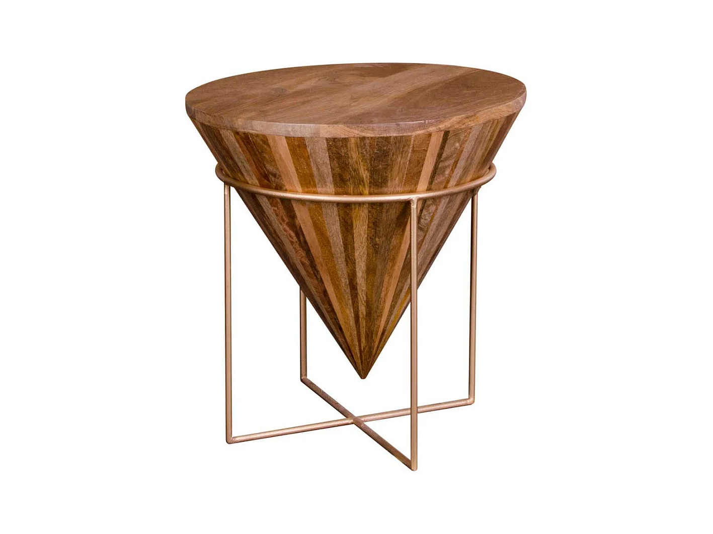 Design Beistelltisch aus Mangobaum Massivholz Stahl