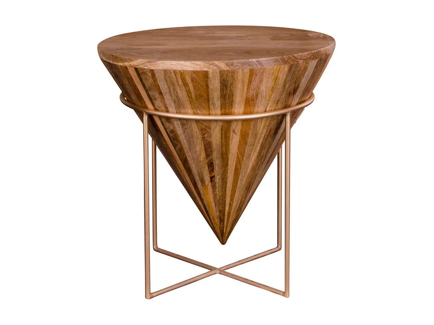 Design Beistelltisch aus Mangobaum Massivholz Stahl