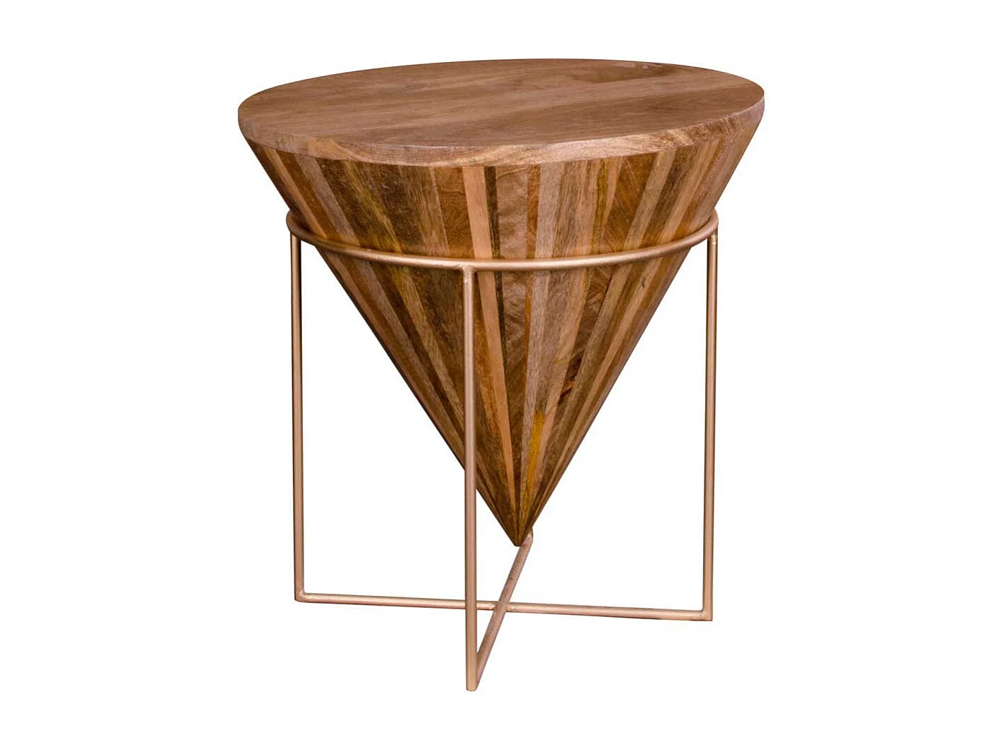 Design Beistelltisch aus Mangobaum Massivholz Stahl