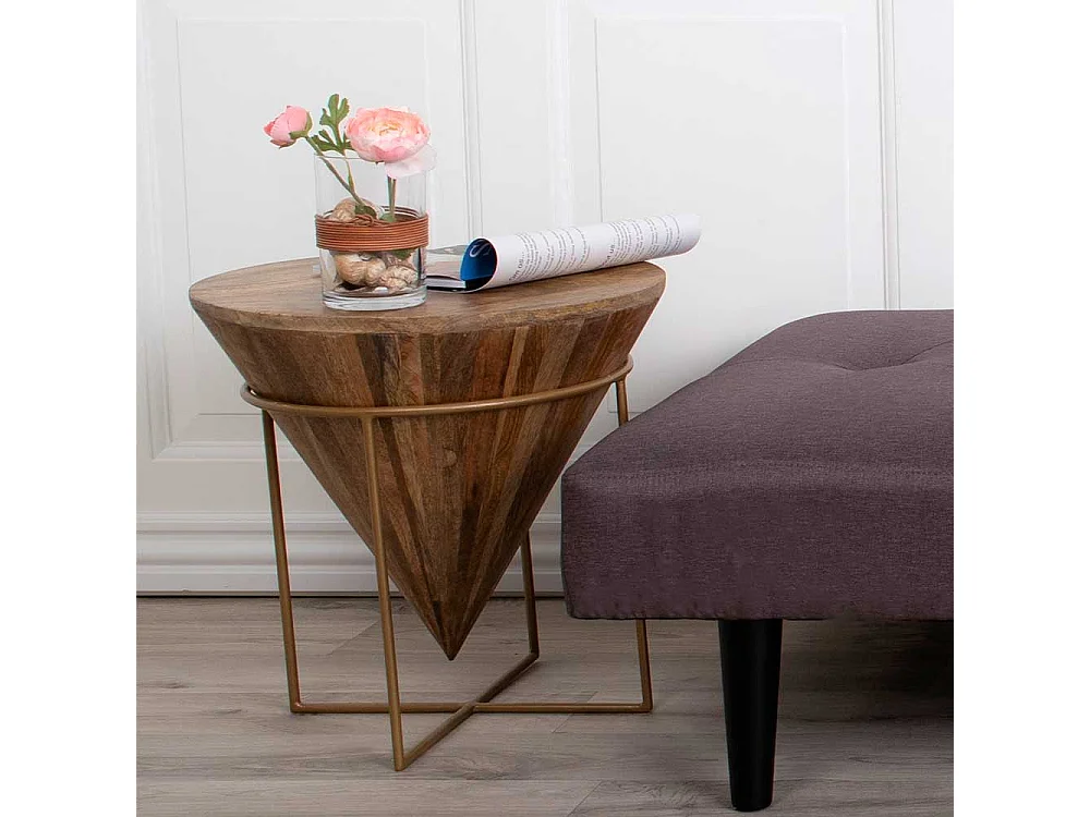 Design Beistelltisch aus Mangobaum Massivholz Stahl