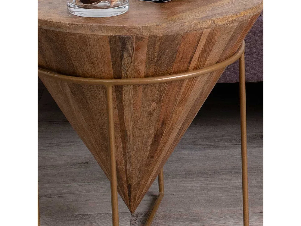 Design Beistelltisch aus Mangobaum Massivholz Stahl