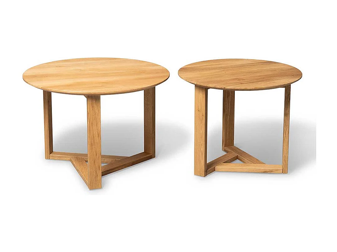 Beistelltisch Couchtisch in runder Form aus Wildeiche Massivholz