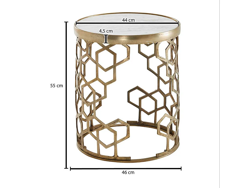 Runder Beistelltisch Sofa in Goldfarben Marmorplatte in Weiß
