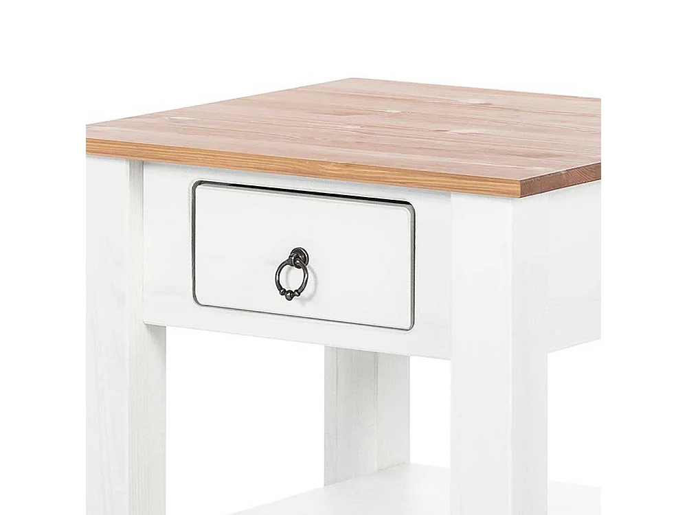 Sofa Beistelltisch in Weiß und Honigfarben Kiefer Massivholz