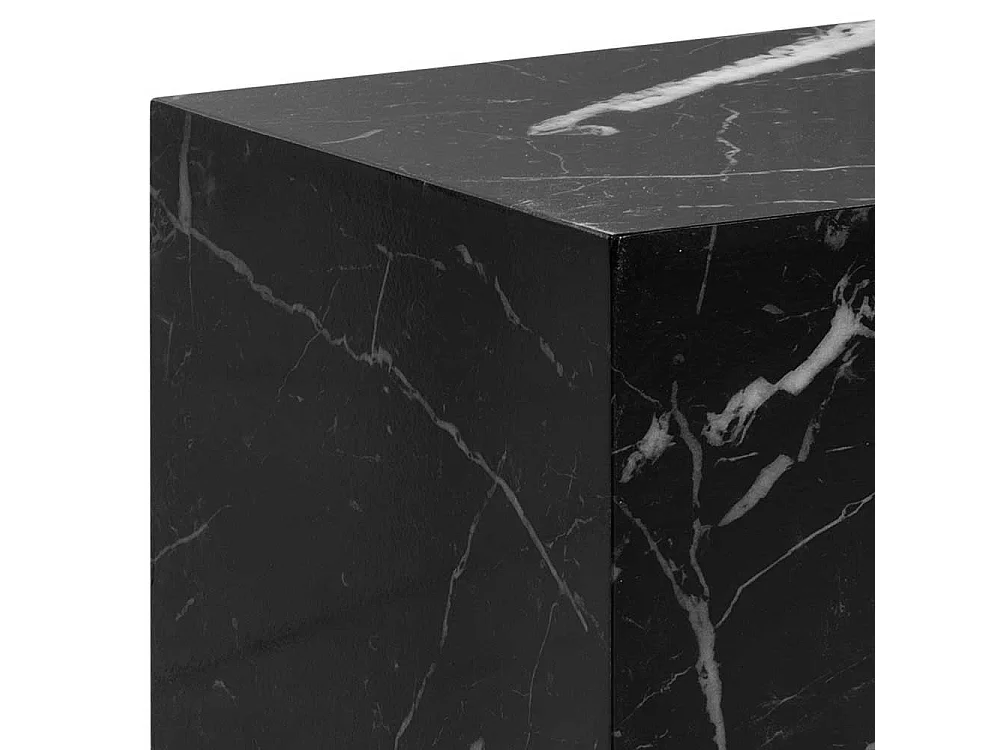 Beitisch Sofa Beistelltisch in Schwarz und Marmor Optik