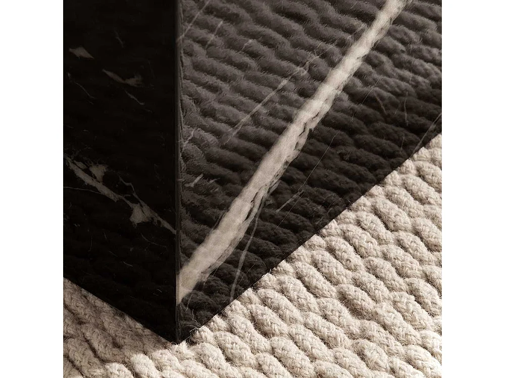 Beitisch Sofa Beistelltisch in Schwarz und Marmor Optik