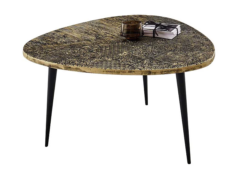 Retro Beistelltisch Sofa mit Tischplatte in Wankelform 47 cm hoch