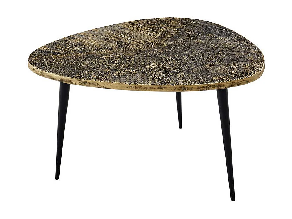 Retro Beistelltisch Sofa mit Tischplatte in Wankelform 47 cm hoch