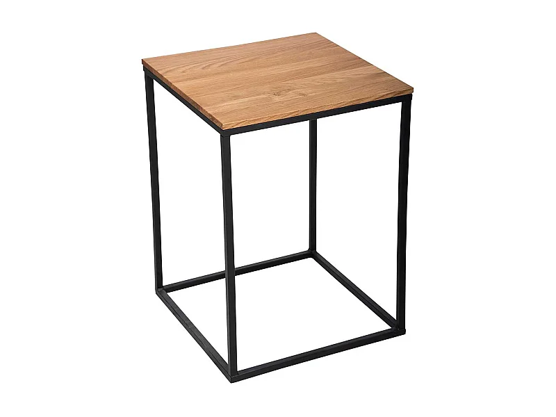 Bügelgestell Beistelltisch 50 cm hoch Platte Wildeiche massiv