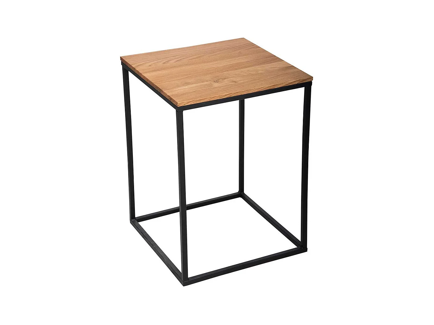 Bügelgestell Beistelltisch 50 cm hoch Platte Wildeiche massiv