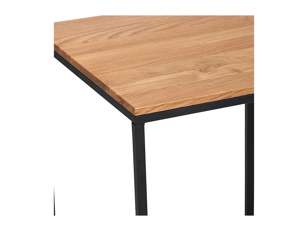 Bügelgestell Beistelltisch 50 cm hoch Platte Wildeiche massiv