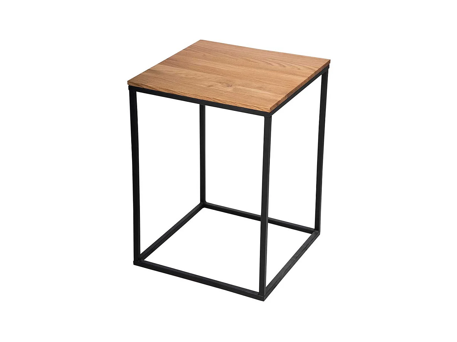 Bügelgestell Beistelltisch 50 cm hoch Platte Wildeiche massiv