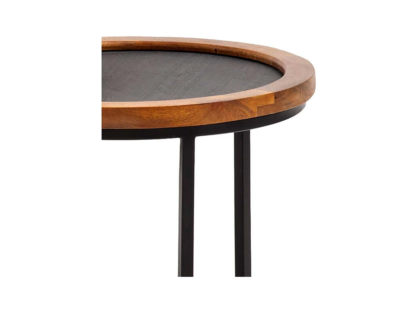 Sofa Tisch Set Beistelltische in Mangoholz Naturfarben und Anthrazit (zweiteilig)