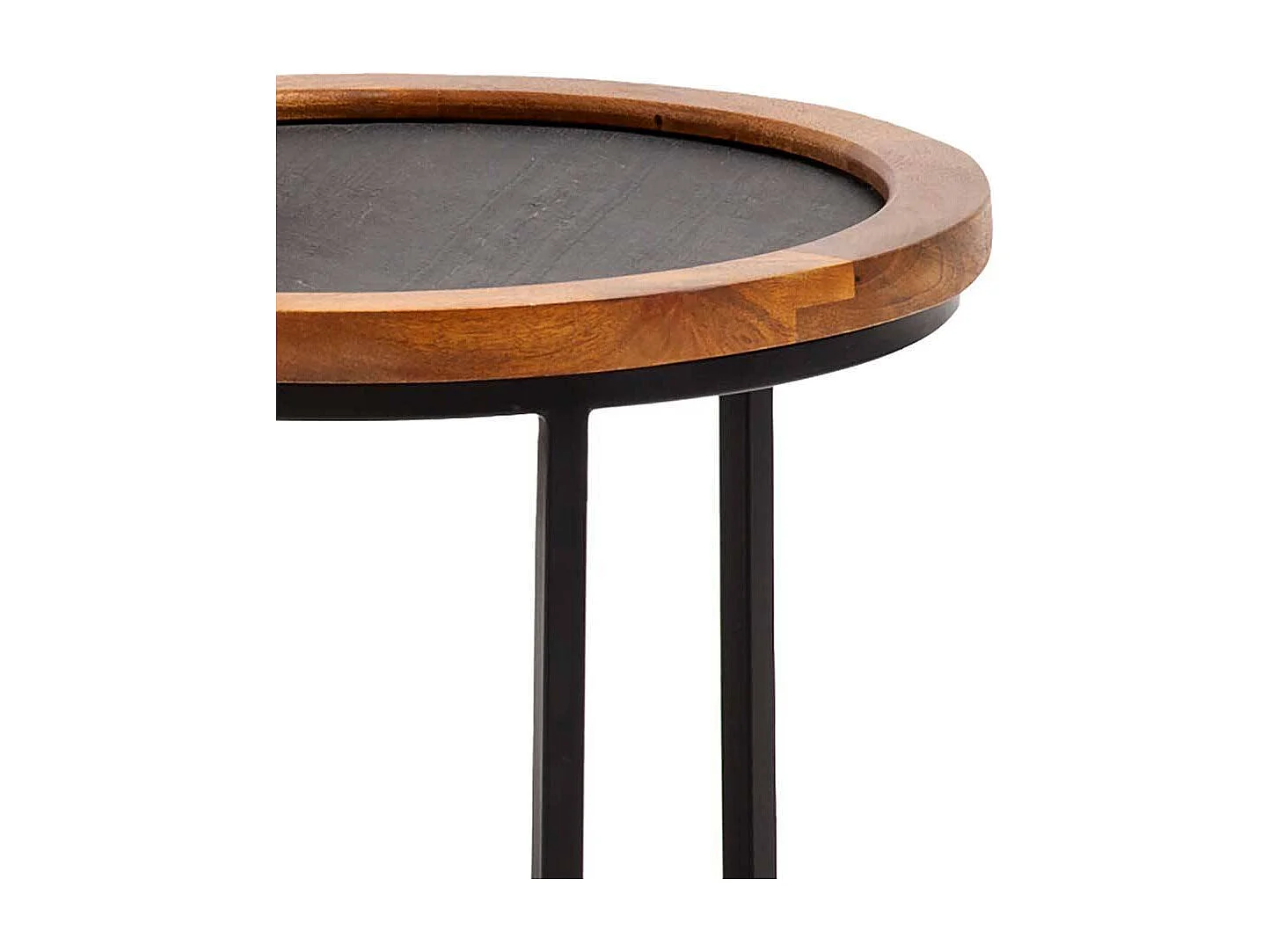 Sofa Tisch Set Beistelltische in Mangoholz Naturfarben und Anthrazit (zweiteilig)