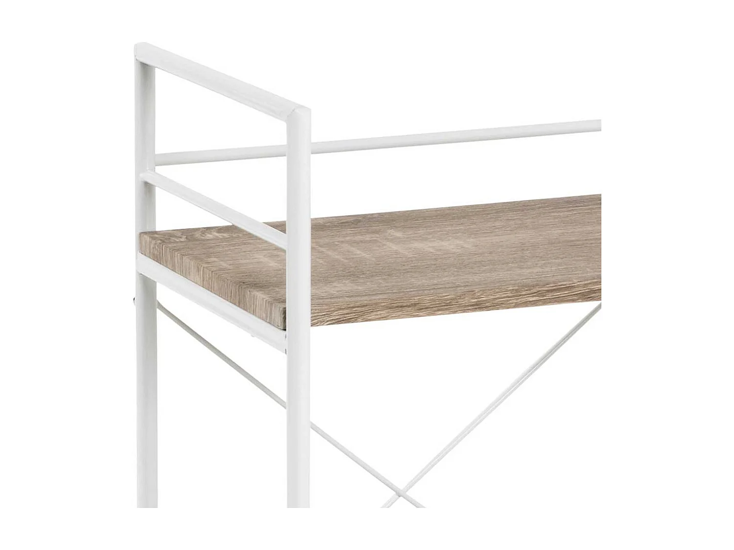 Beistelltisch Sofa mit Weißem Metallgestell 2 Böden in Holzoptik Eiche