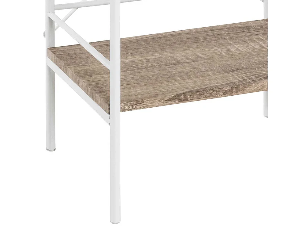 Beistelltisch Sofa mit Weißem Metallgestell 2 Böden in Holzoptik Eiche