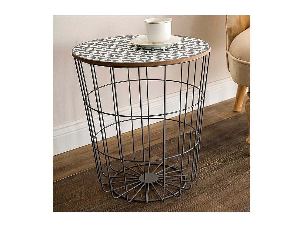 Drahtgestell Beistelltisch im Skandi Design abnehmbarer Tischplatte