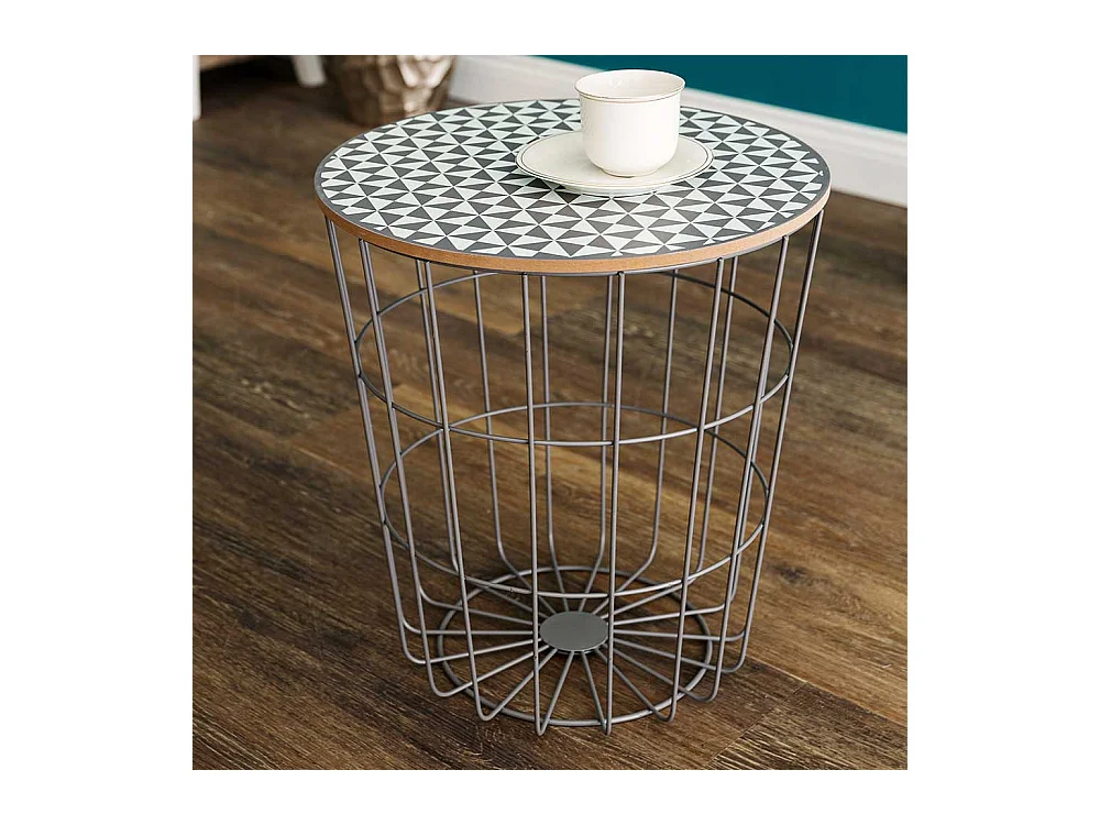 Drahtgestell Beistelltisch im Skandi Design abnehmbarer Tischplatte
