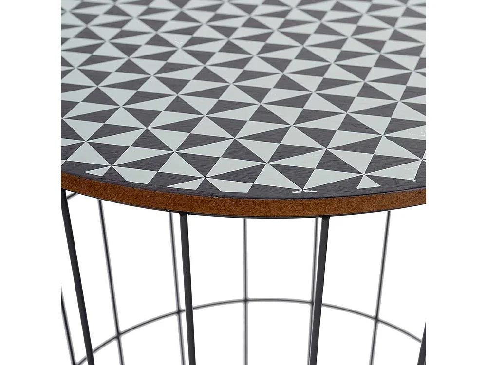 Drahtgestell Beistelltisch im Skandi Design abnehmbarer Tischplatte