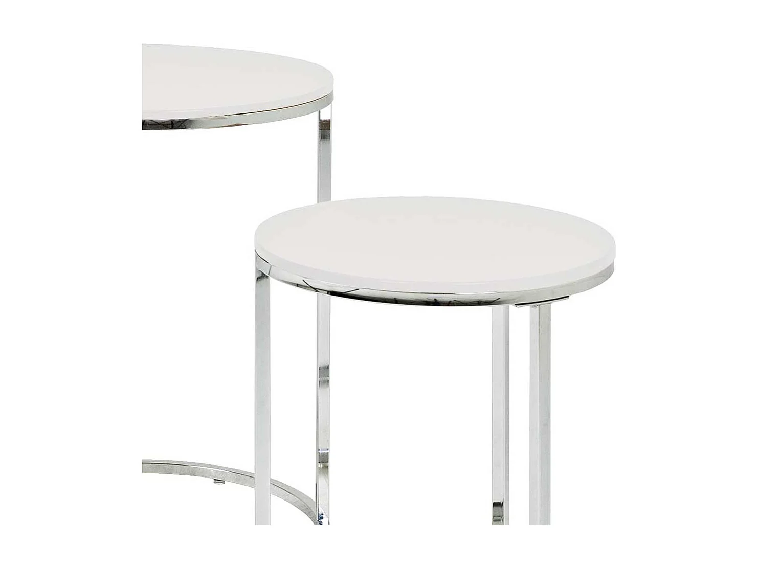 Beistelltisch in Rund Hochglanz Weiß (zweiteilig)