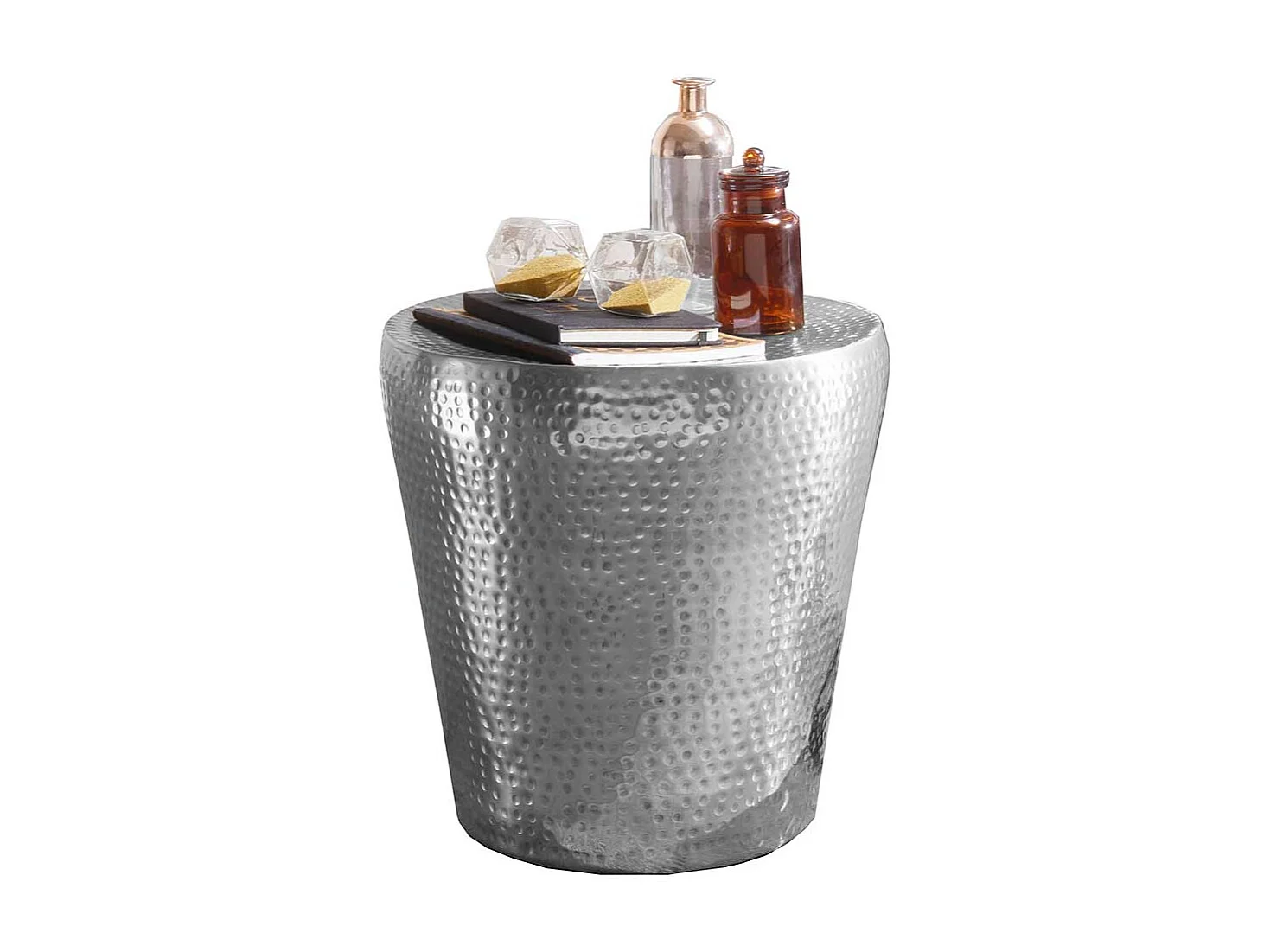 Sofa Beistelltisch in Silberfarben Aluminium