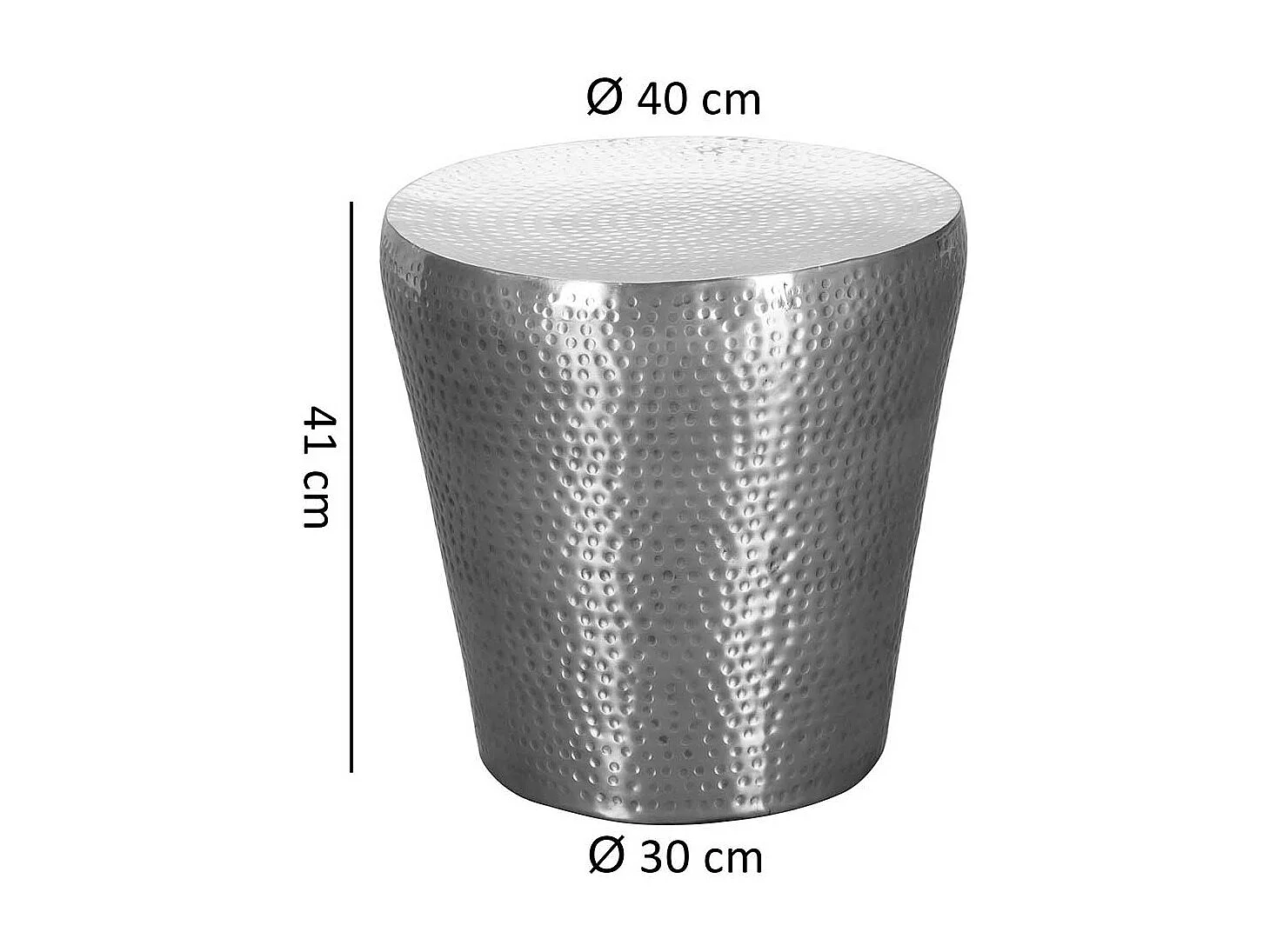 Sofa Beistelltisch in Silberfarben Aluminium