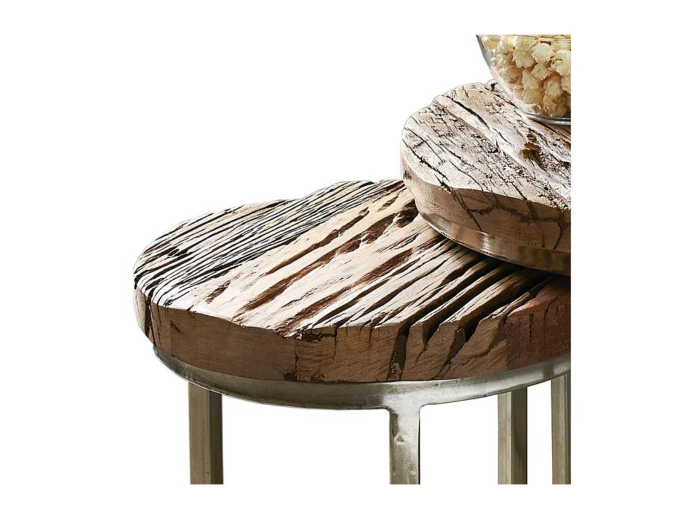 Industrial Beistelltische aus Recyclingholz Eisen (zweiteilig)