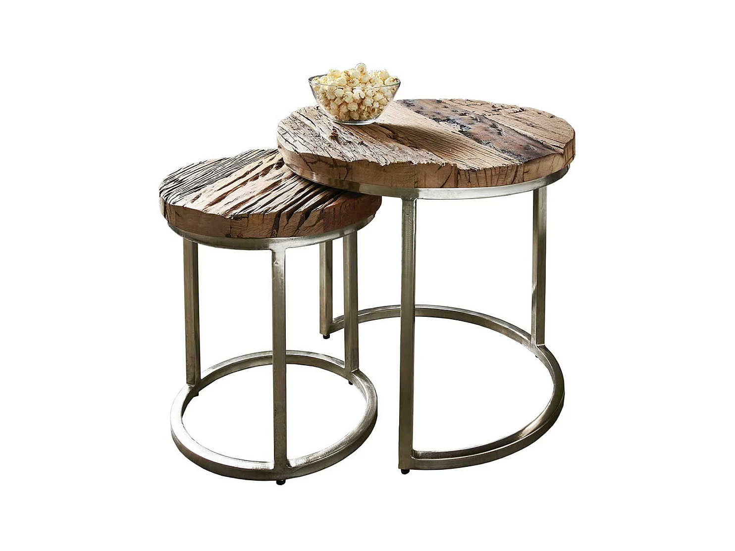 Industrial Beistelltische aus Recyclingholz Eisen (zweiteilig)