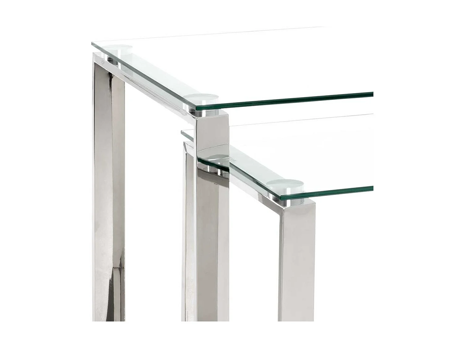 Beistelltisch Set aus Glas und Edelstahl quadratisch (zweiteilig)