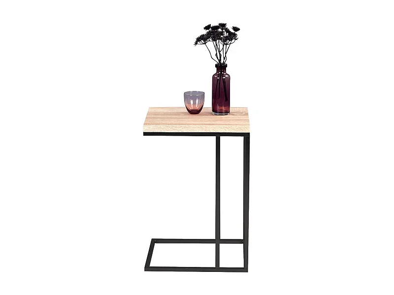 Sofa Beistelltisch in Sonoma Eiche Schwarz Metall