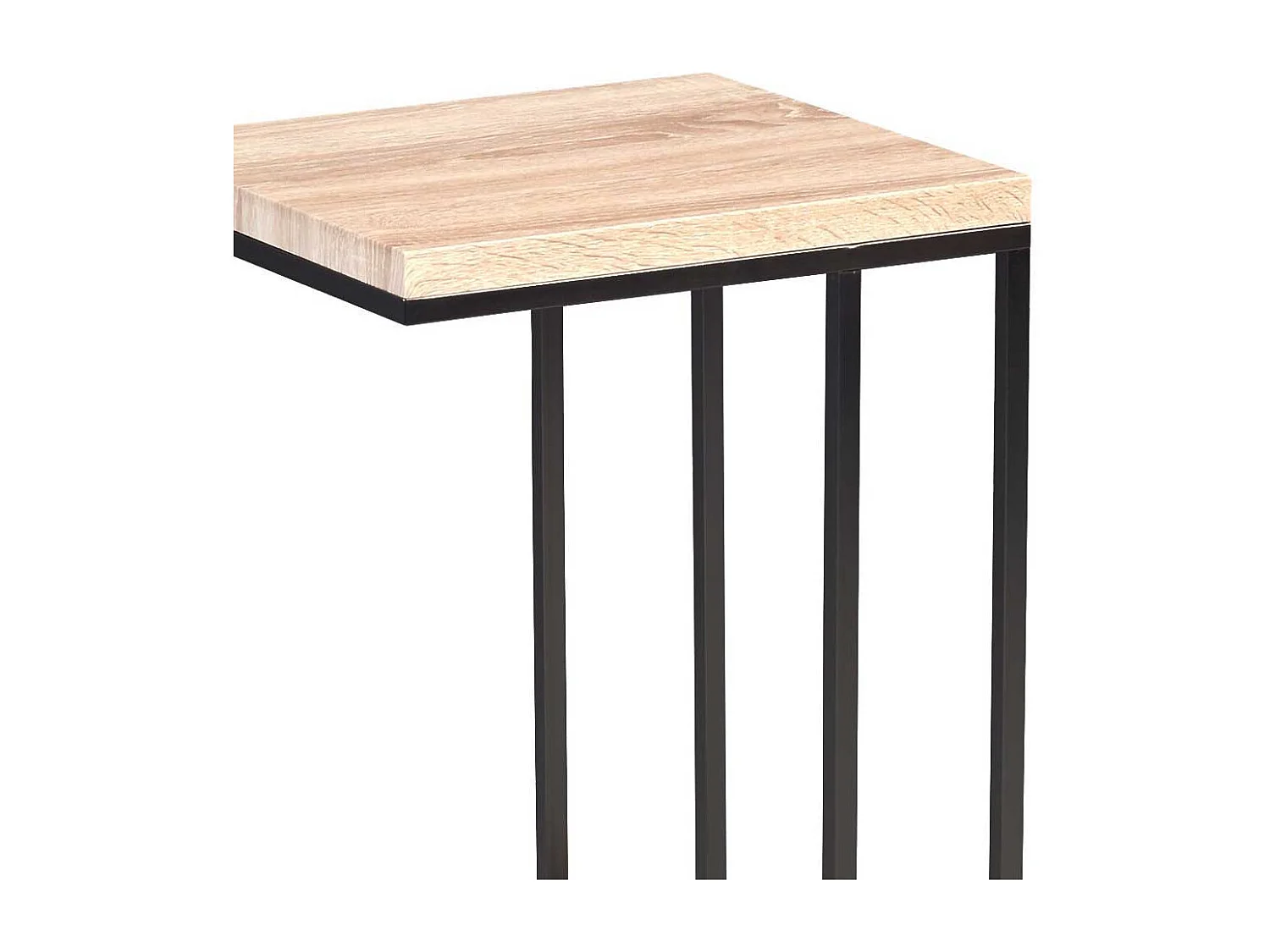 Sofa Beistelltisch in Sonoma Eiche Schwarz Metall