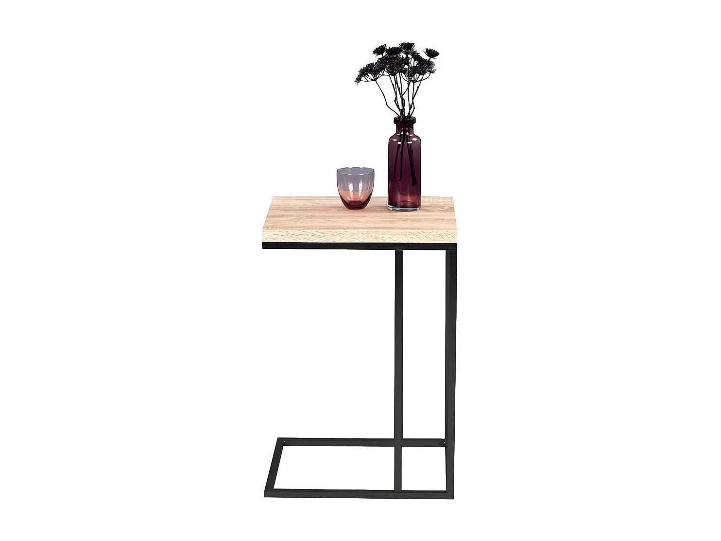 Sofa Beistelltisch in Sonoma Eiche Schwarz Metall
