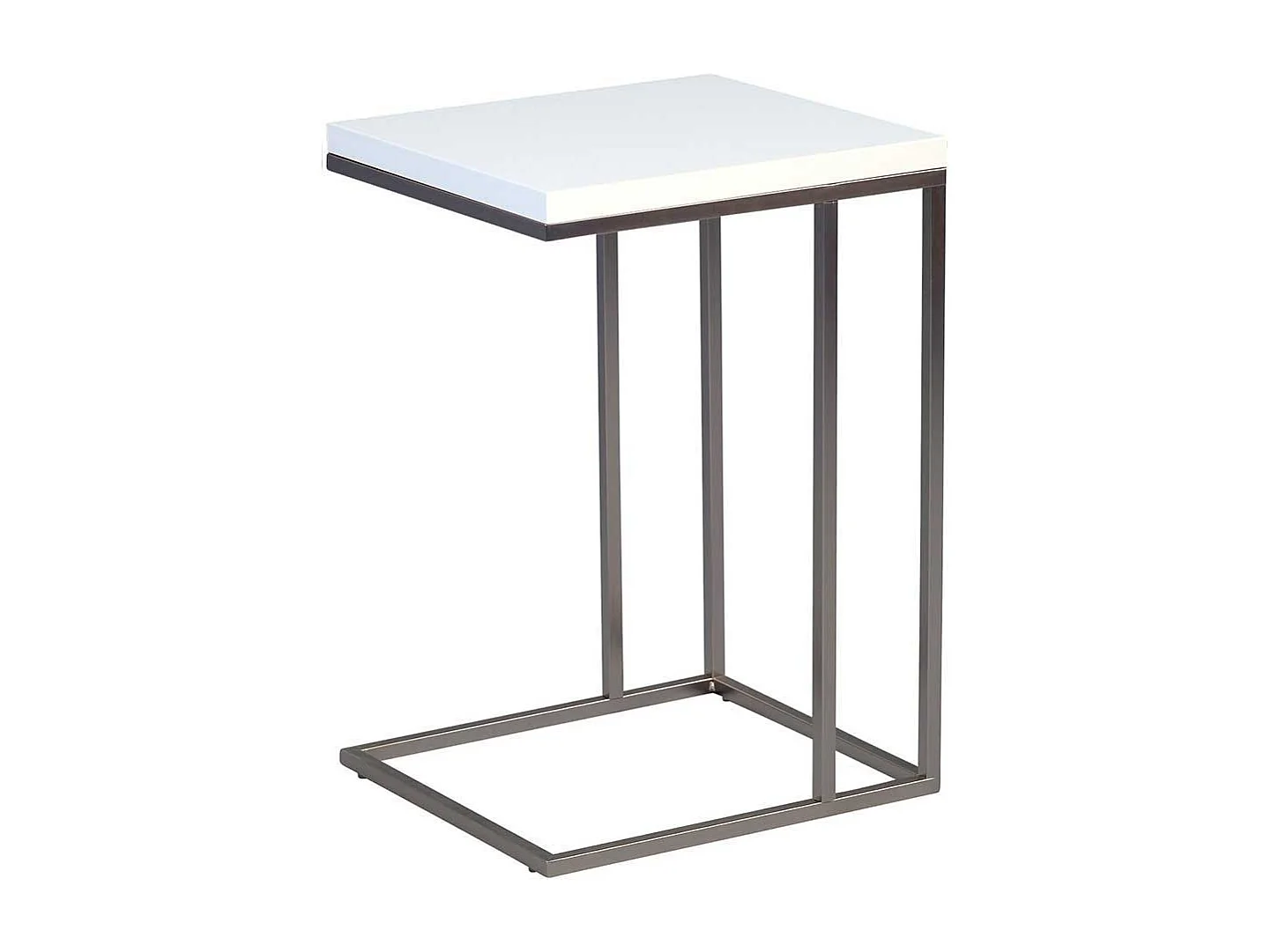 Beistelltisch in Weiß Hochglanz Metall