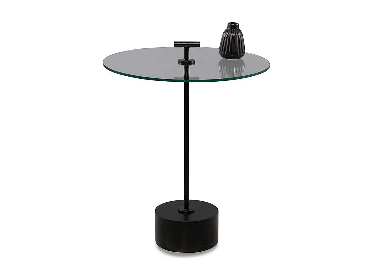 Beistelltisch Glastisch in Schwarz auf Säulengestell
