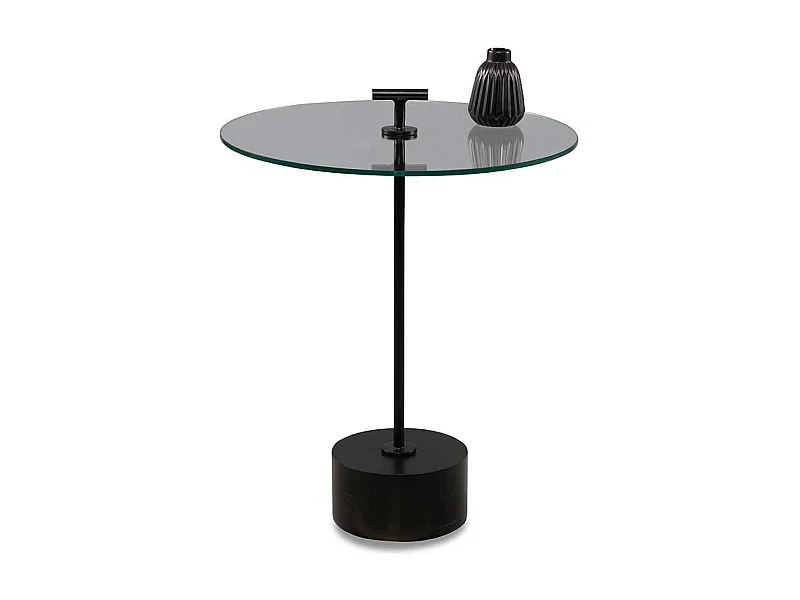 Beistelltisch Glastisch in Schwarz auf Säulengestell