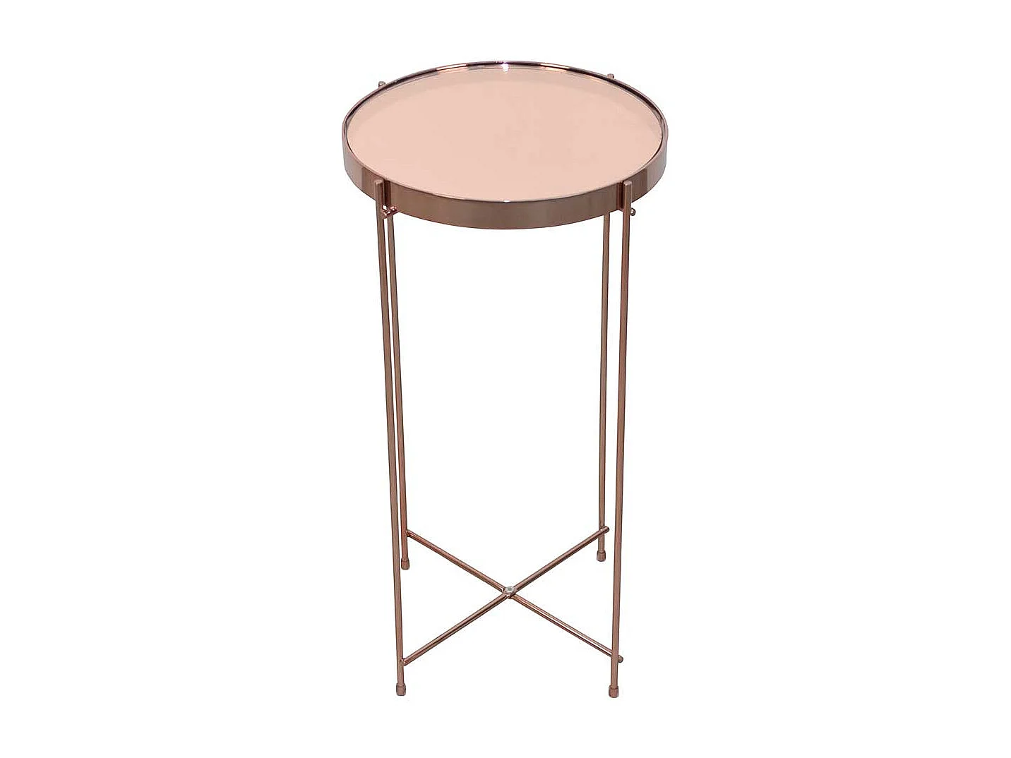 Beistelltisch Sofa in Rosegold Spiegelglasplatte