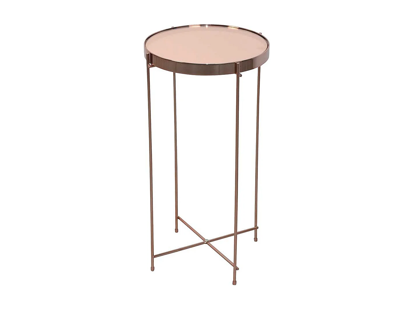 Beistelltisch Sofa in Rosegold Spiegelglasplatte