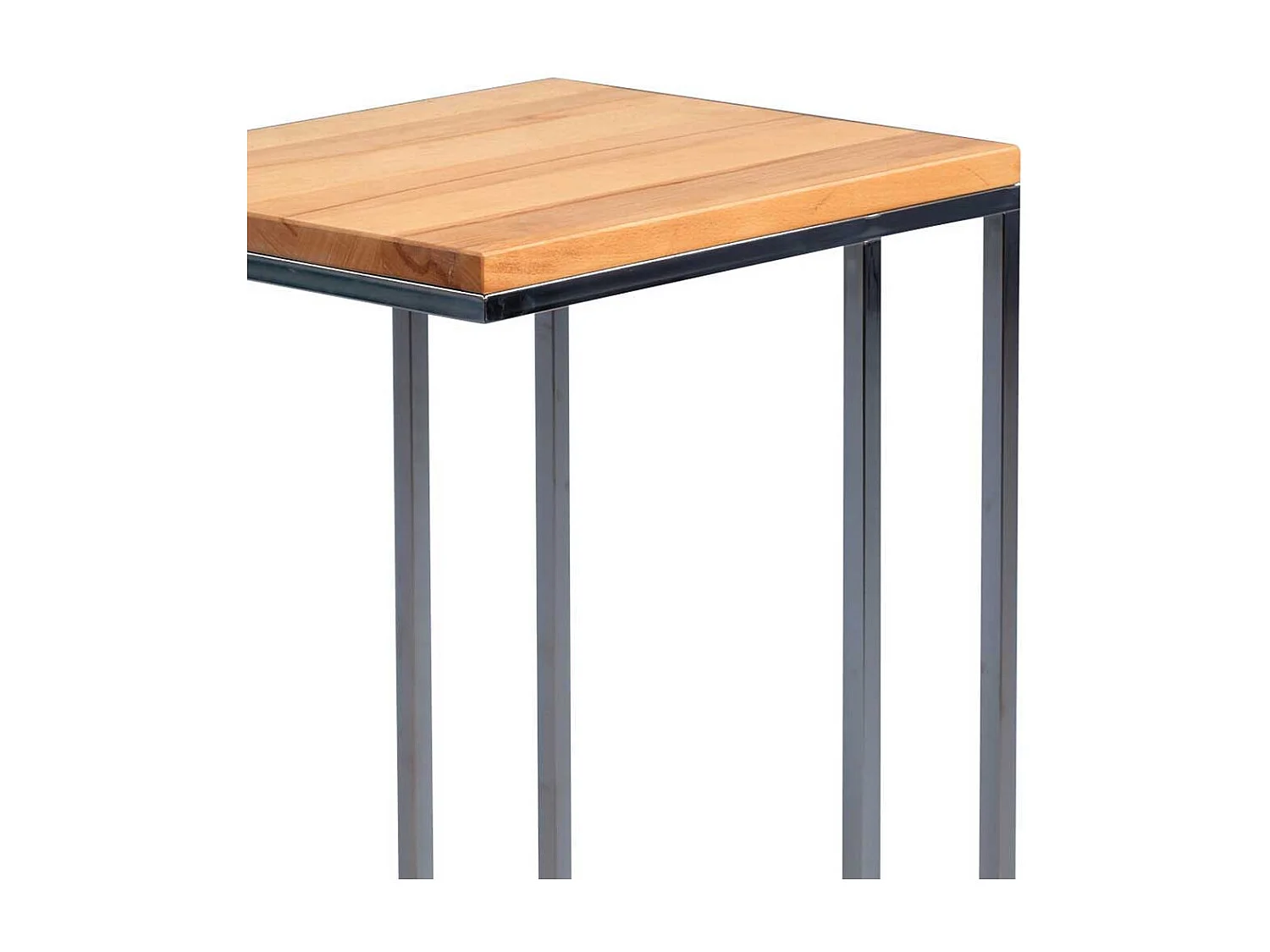 Sofa Beistelltisch aus Kernbuche Massivholz Metall verchromt