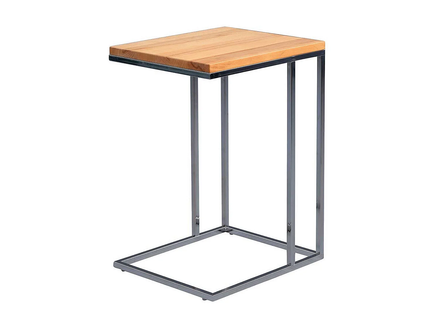 Sofa Beistelltisch aus Kernbuche Massivholz Metall verchromt