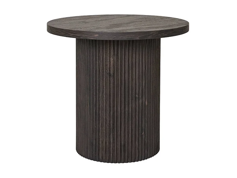 Couchtisch Beistelltisch Sofa in runder Form und Dunkelbraun