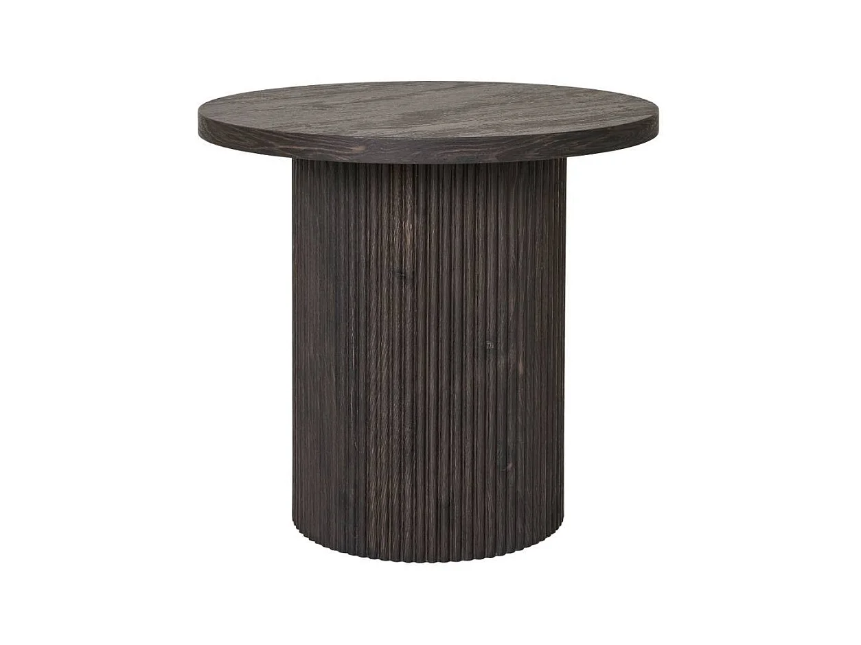 Couchtisch Beistelltisch Sofa in runder Form und Dunkelbraun