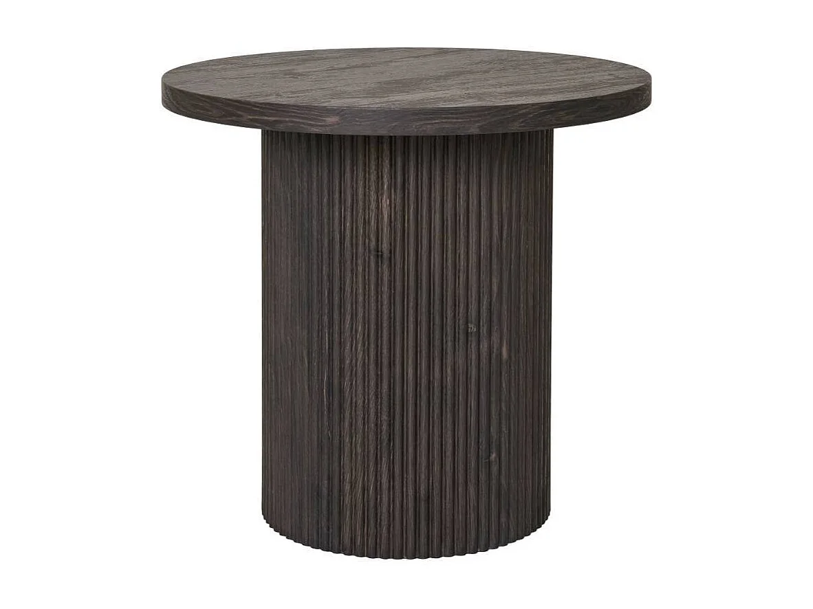 Couchtisch Beistelltisch Sofa in runder Form und Dunkelbraun