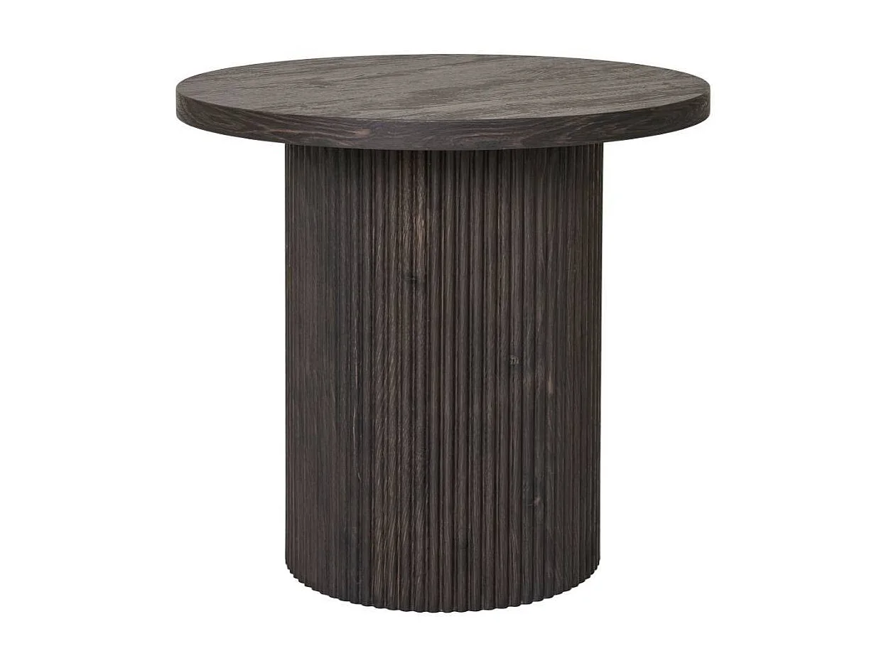 Couchtisch Beistelltisch Sofa in runder Form und Dunkelbraun