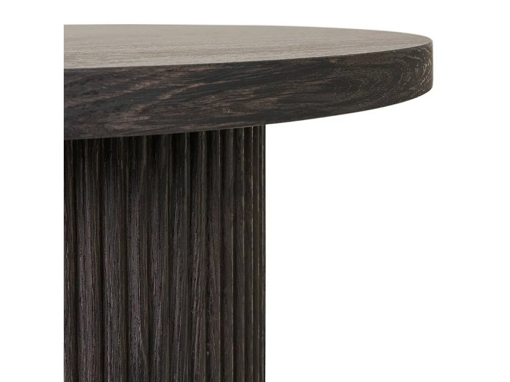 Couchtisch Beistelltisch Sofa in runder Form und Dunkelbraun